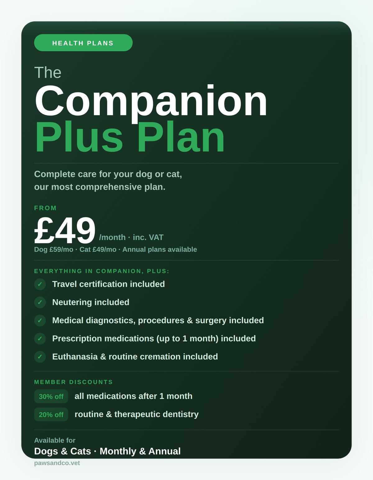 Companion Plus health plan from &pound;49 a month